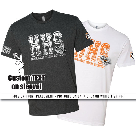 HHS Harlem High School with Custom Sleeve Text