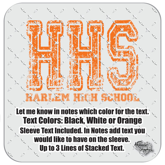 HHS Harlem High School with Custom Sleeve Text