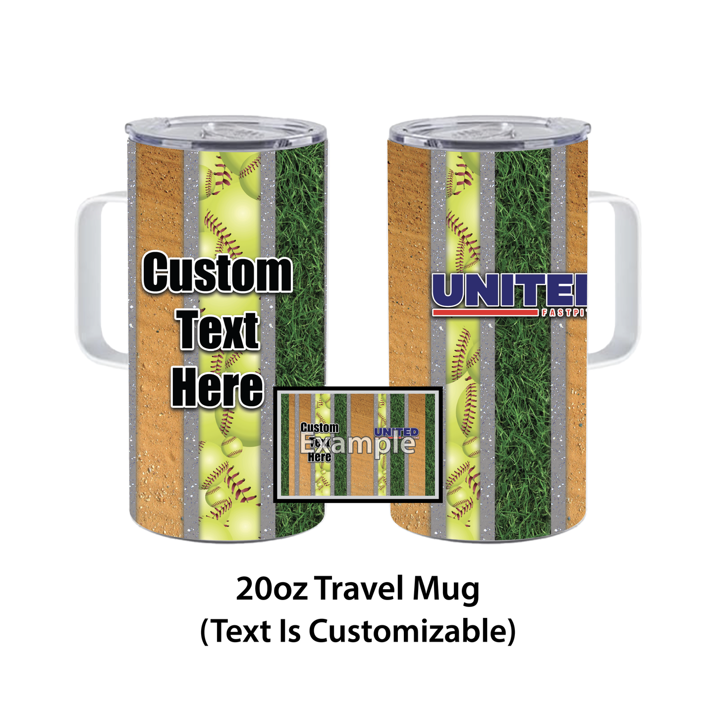 United Fastpitch Custom Text • 20oz Travel Mug Tumbler