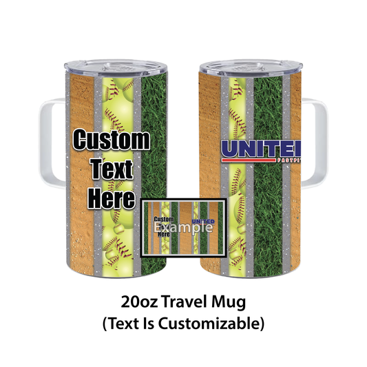 United Fastpitch Custom Text • 20oz Travel Mug Tumbler